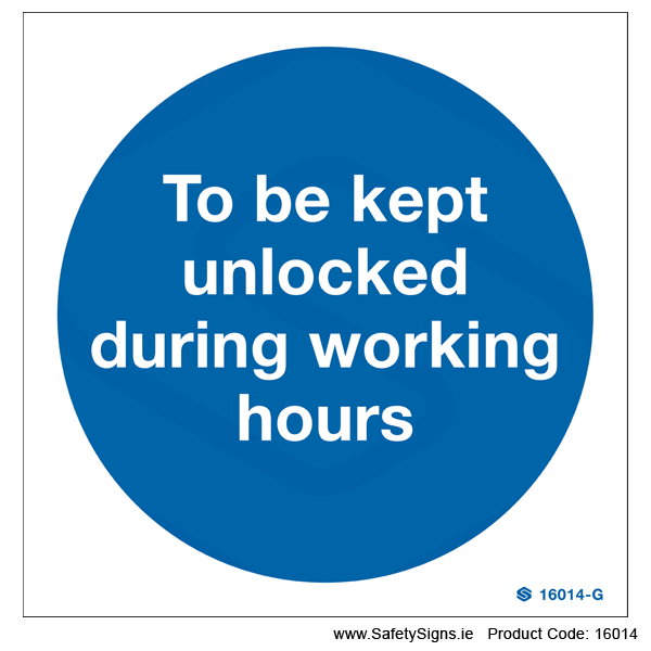To be Kept Unlocked - 16014