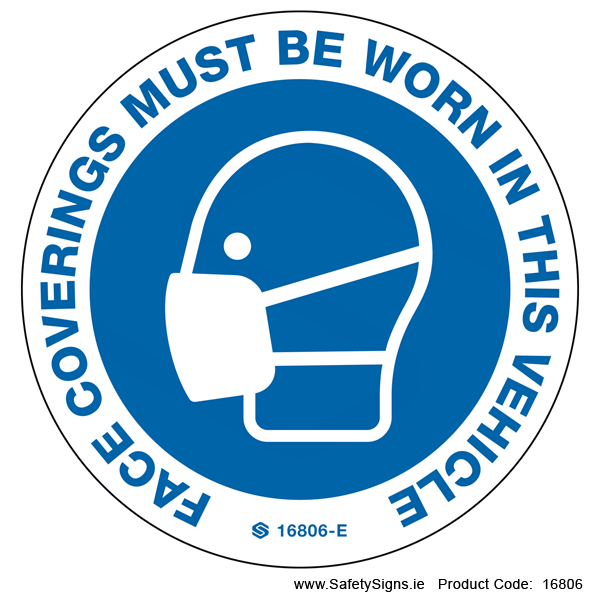 Face Coverings Must be Worn in Vehicle (Circular) - 16806