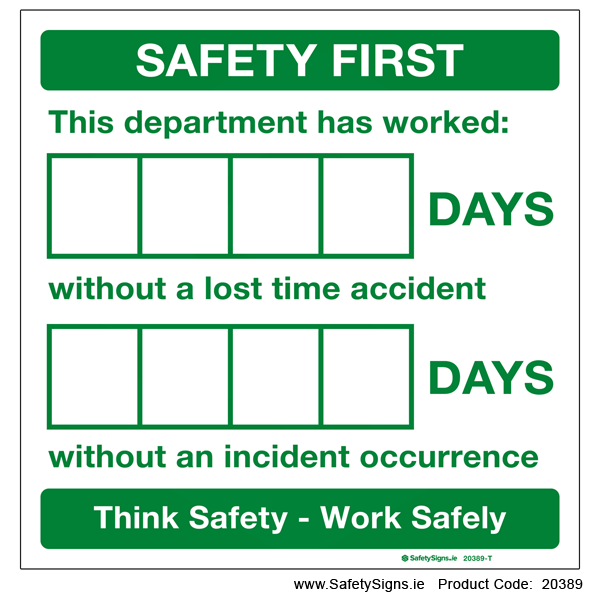 Number of Days Since Last Accident (Department) - 20389