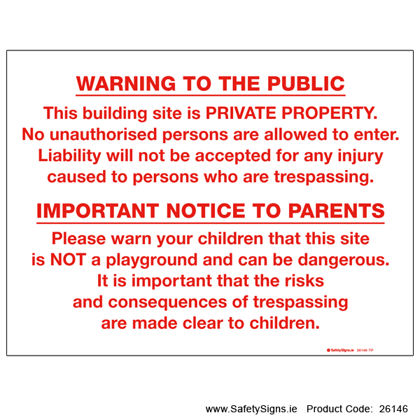 Building Site Notice - 26146