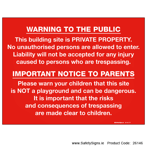 Building Site Notice - 26146