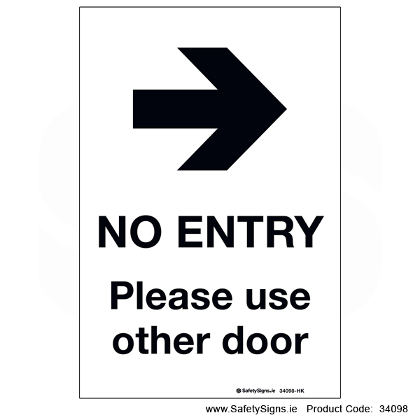 No Entry - Arrow Right - 34098