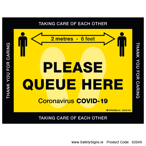 Please Queue Here - FloorSign - 62049