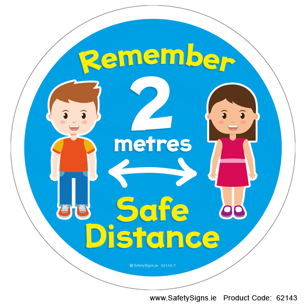 2 Metres Safe Distance - Kids - (Circular) - 62143