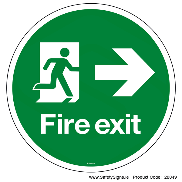 Fire Exit - Arrow Right - FloorSign (Circular) - 20049