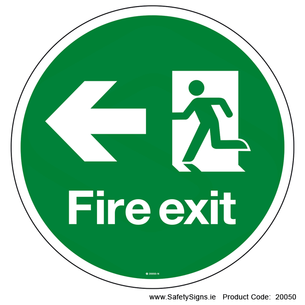 Fire Exit - Arrow Left - FloorSign (Circular) - 20050