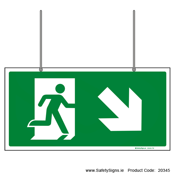 Emergency Exit SG106 Arrow Down Left or Right - Suspending - 20345