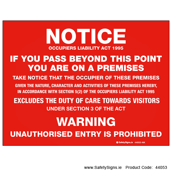 Occupiers Liability Act - 44053