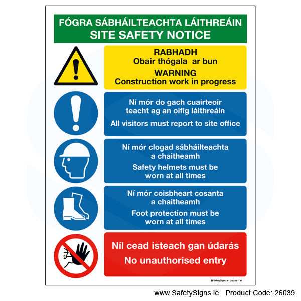 Bilingual Site Safety Notice - 26039