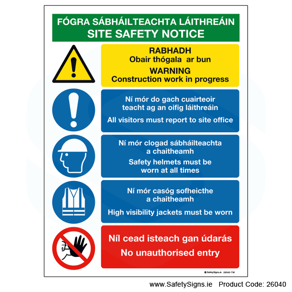 Bilingual Site Safety Notice - 26040