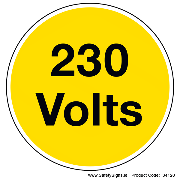 230 Volts (Circular) - 34120 — SafetySigns.ie