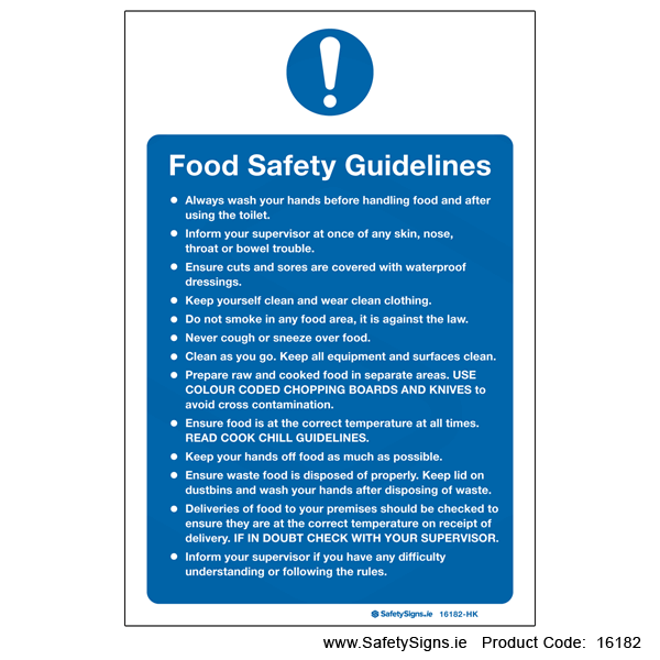 Food Safety Guidelines - 16182 — SafetySigns.ie