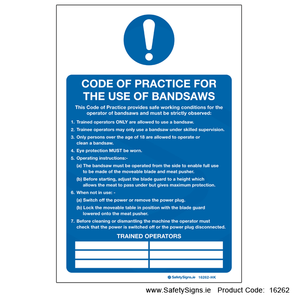 Bandsaws - 16262 — SafetySigns.ie