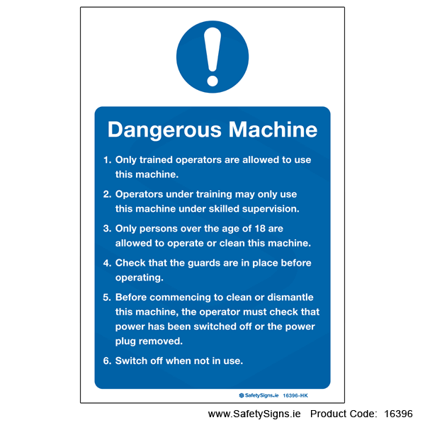 Dangerous Machine - 16396 — SafetySigns.ie