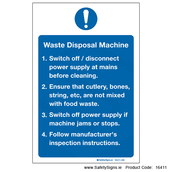 Disposal Sign Instrument Waste Disposal Machine - 16411 — SafetySigns.ie