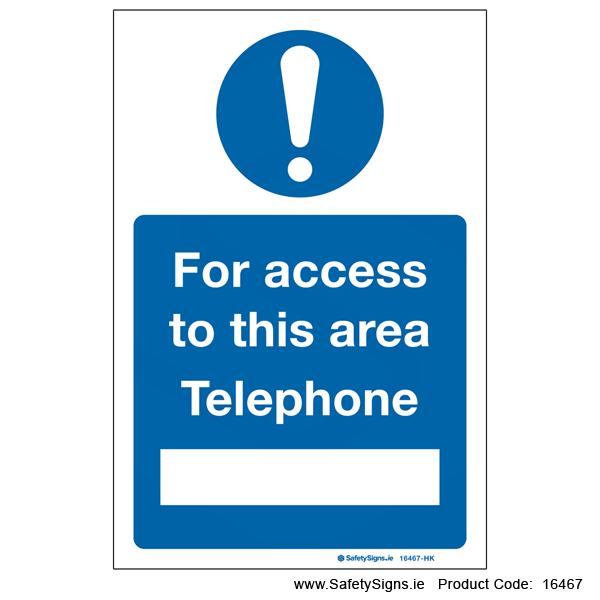 For Access to Area Telephone - 16467 — SafetySigns.ie