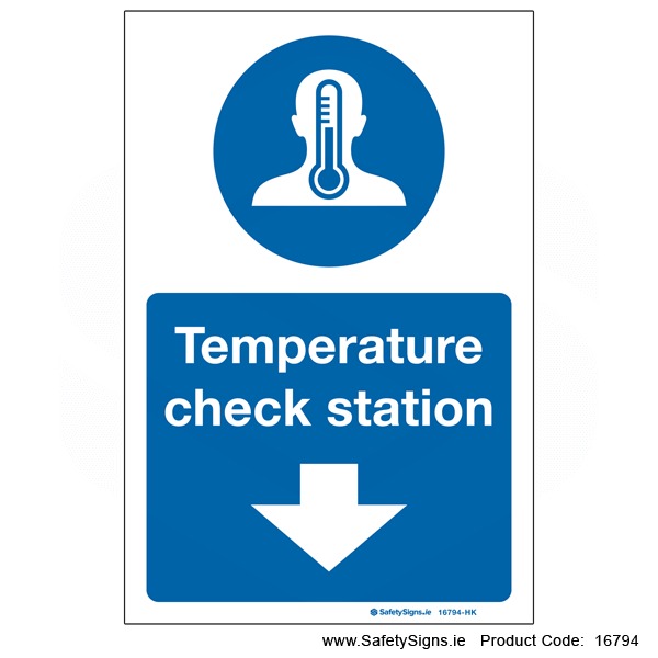 Temperature Check Station - Arrow Down - 16794 — SafetySigns.ie