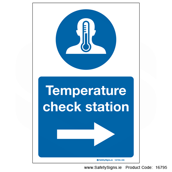 Temperature Check Station - Arrow Right - 16795 — SafetySigns.ie