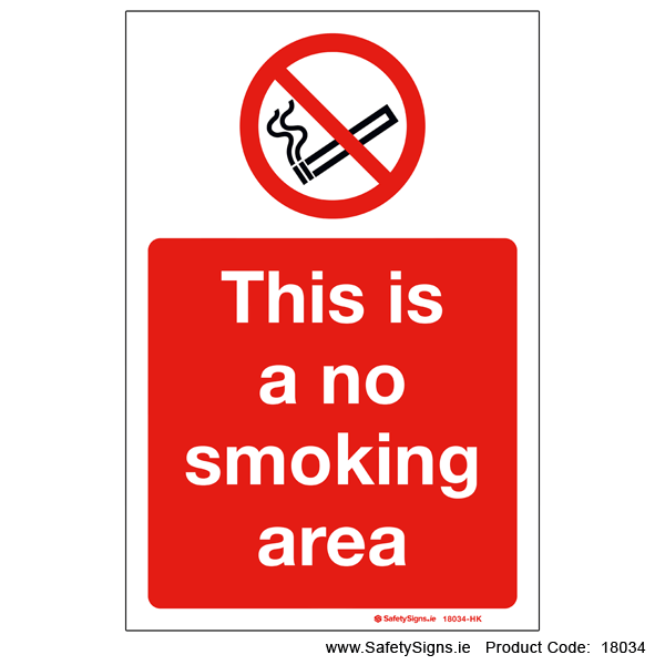 No Smoking Area - 18034 — SafetySigns.ie