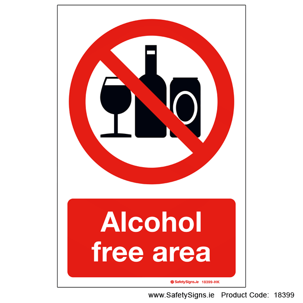 Alcohol Free Area - 18399 — SafetySigns.ie