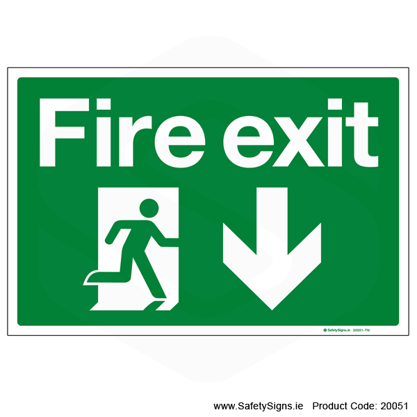 Fire Exit SG101 Arrow Down - 20051 — SafetySigns.ie