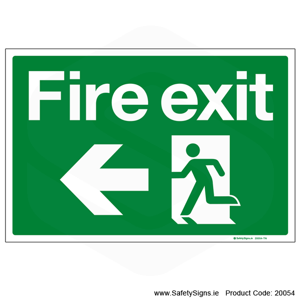 Fire Exit SG101 Arrow Left - 20054 — SafetySigns.ie