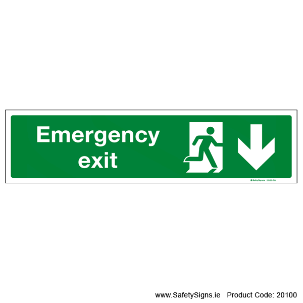 Emergency Exit SG108 Arrow Down - 20100 — SafetySigns.ie