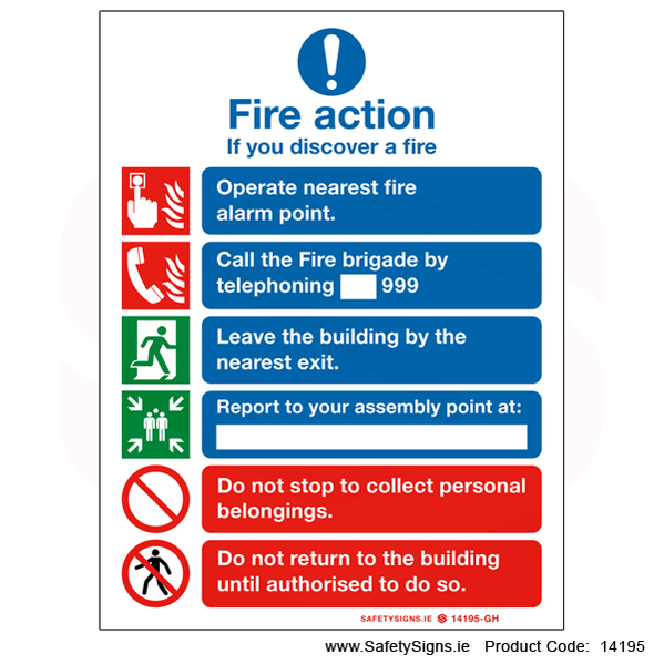 Fire Action Notices — SafetySigns.ie