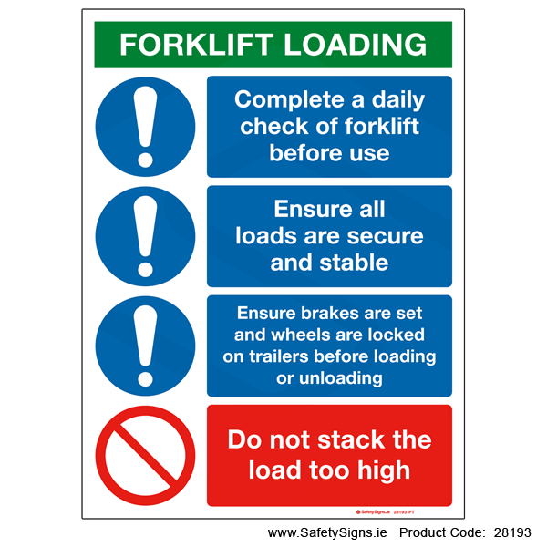 Loading Warning Sign Forklift Loading - 28193 — SafetySigns.ie