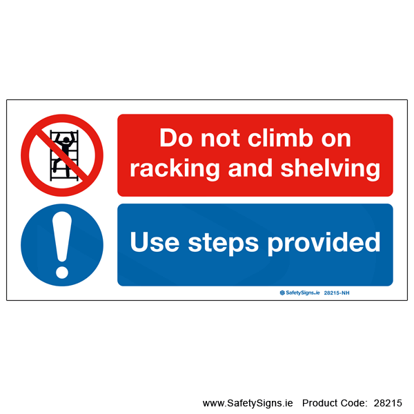 Do Not Jump Racking Signs Do not Climb Racking and Shelving - 28215 — SafetySigns.ie