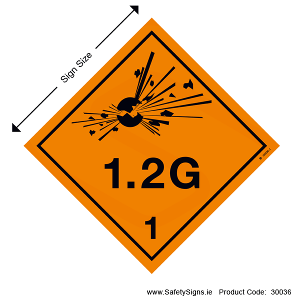 Class 1 - Explosive 1.2G - 30036 — SafetySigns.ie