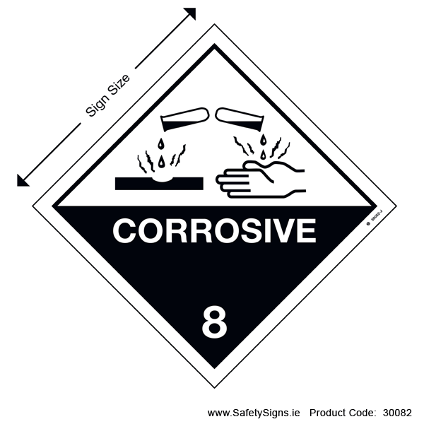 Class 8 - Corrosive - 30082 — SafetySigns.ie