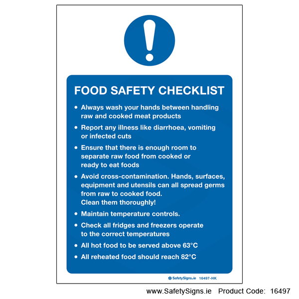 Food Safety Checklist - 16497 — SafetySigns.ie