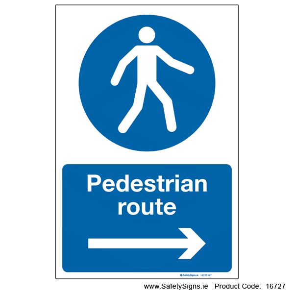 Pedestrian Route - Arrow Right - 16727 — SafetySigns.ie