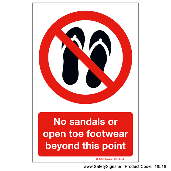 No Sandals or Open Toe Footwear - 18516