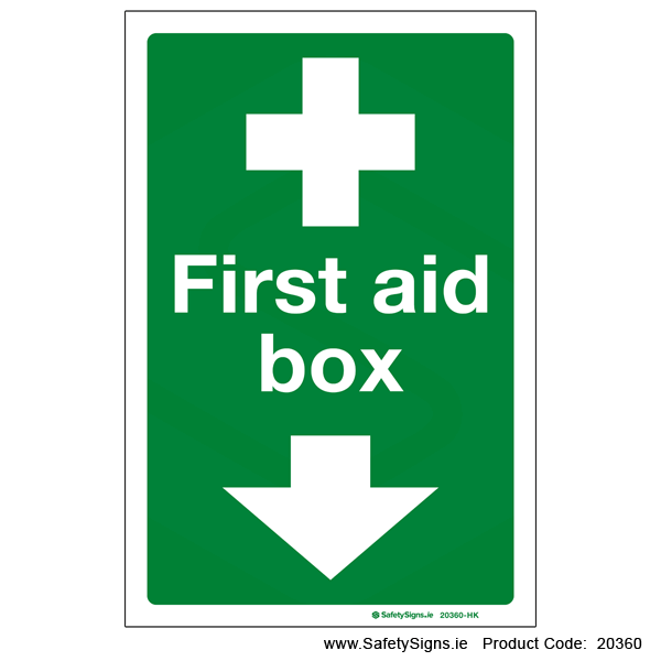 First Aid Box - Arrow Down - 20360 — SafetySigns.ie