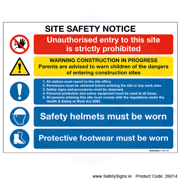 Site Safety Notice - 26014 — SafetySigns.ie