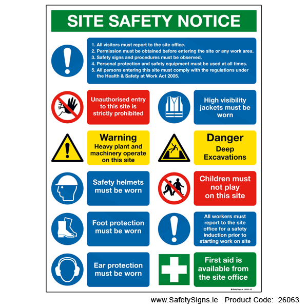 Large Site Safety Notice - 26063 — SafetySigns.ie