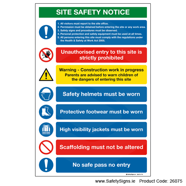 Site Safety Notice - 26075 — SafetySigns.ie