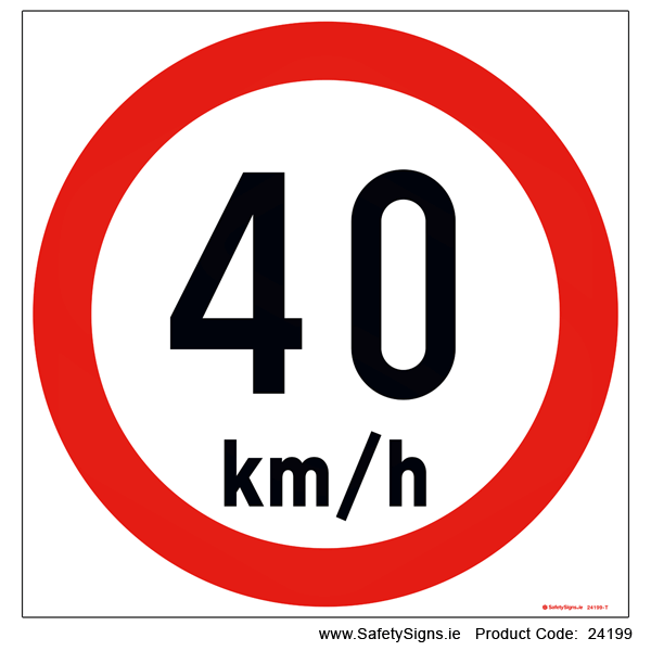 Regulatory Speed Limit - 40kmh - RUS046 - 24199