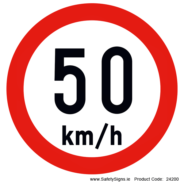 Regulatory Speed Limit - 50kmh - RUS043 (Circular) - 24200 — SafetySigns.ie