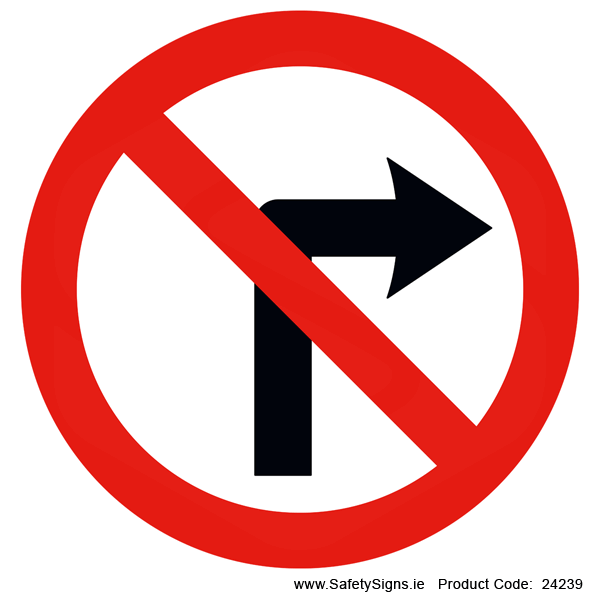 No Right Turn - RUS012 (Circular) - 24239 — SafetySigns.ie