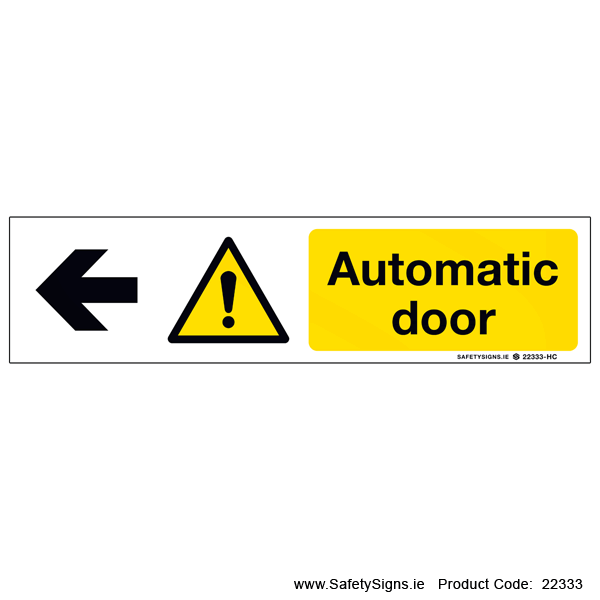 Automatic Door - Arrow Left - 22333 — SafetySigns.ie